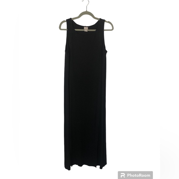 Chico’s Women’s Dress Cotton Knit Tank Sleeveless Two Front Slits Scoop Neck - Picture 1 of 7